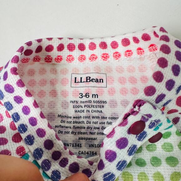 L.L. Bean Rainbow Dots Wicked Warm Under One-Piece Sz 3-6 mo - Picture 5 of 8